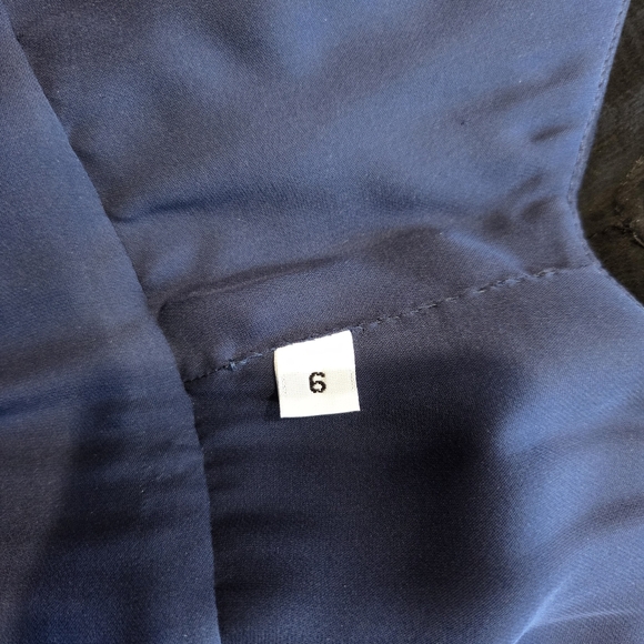 Heidi Weisel Navy Black Deep V Layered Silk Chiffon Gown GUC Formal Wedding 6 - Picture 14 of 16